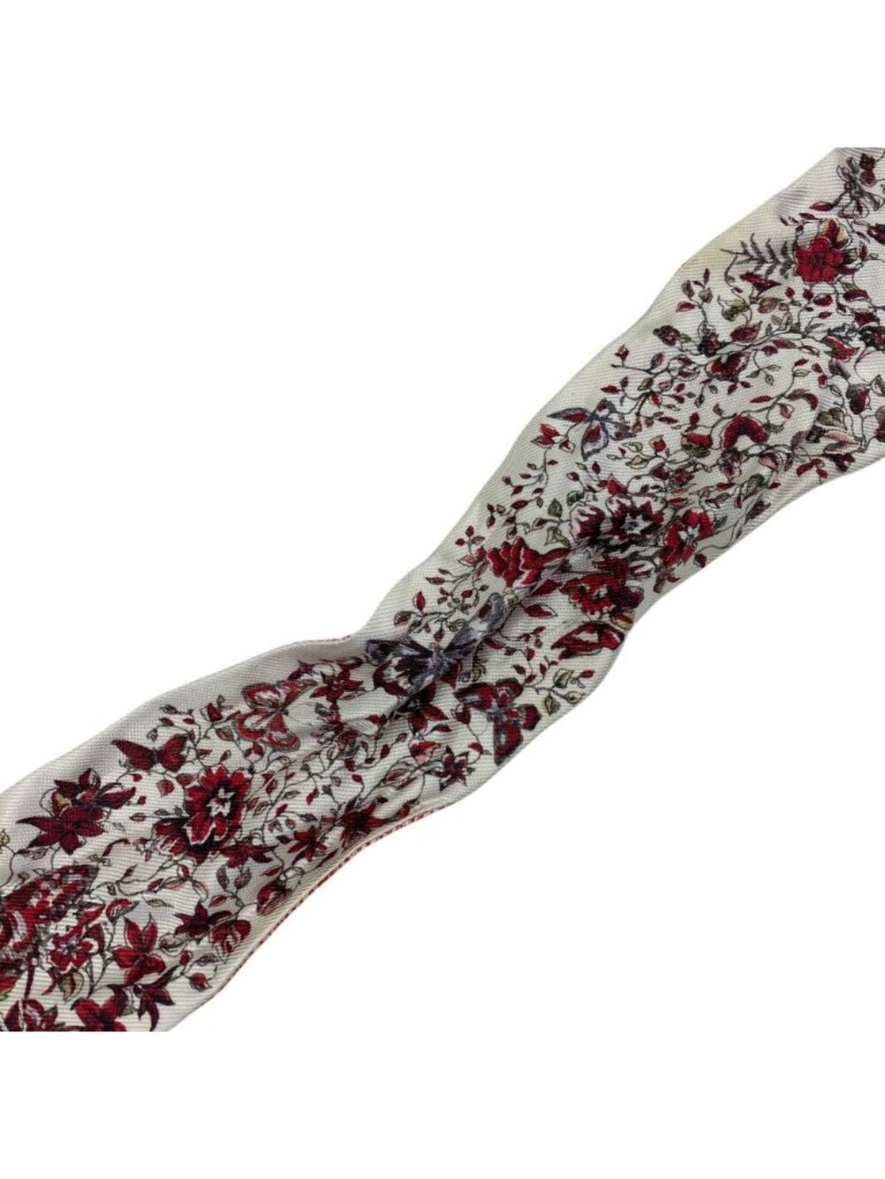 Dior Mitzah Scarf Ribbon Silk Twill Floral Pattern Flower Red White Multicolor - Picture 7 of 9